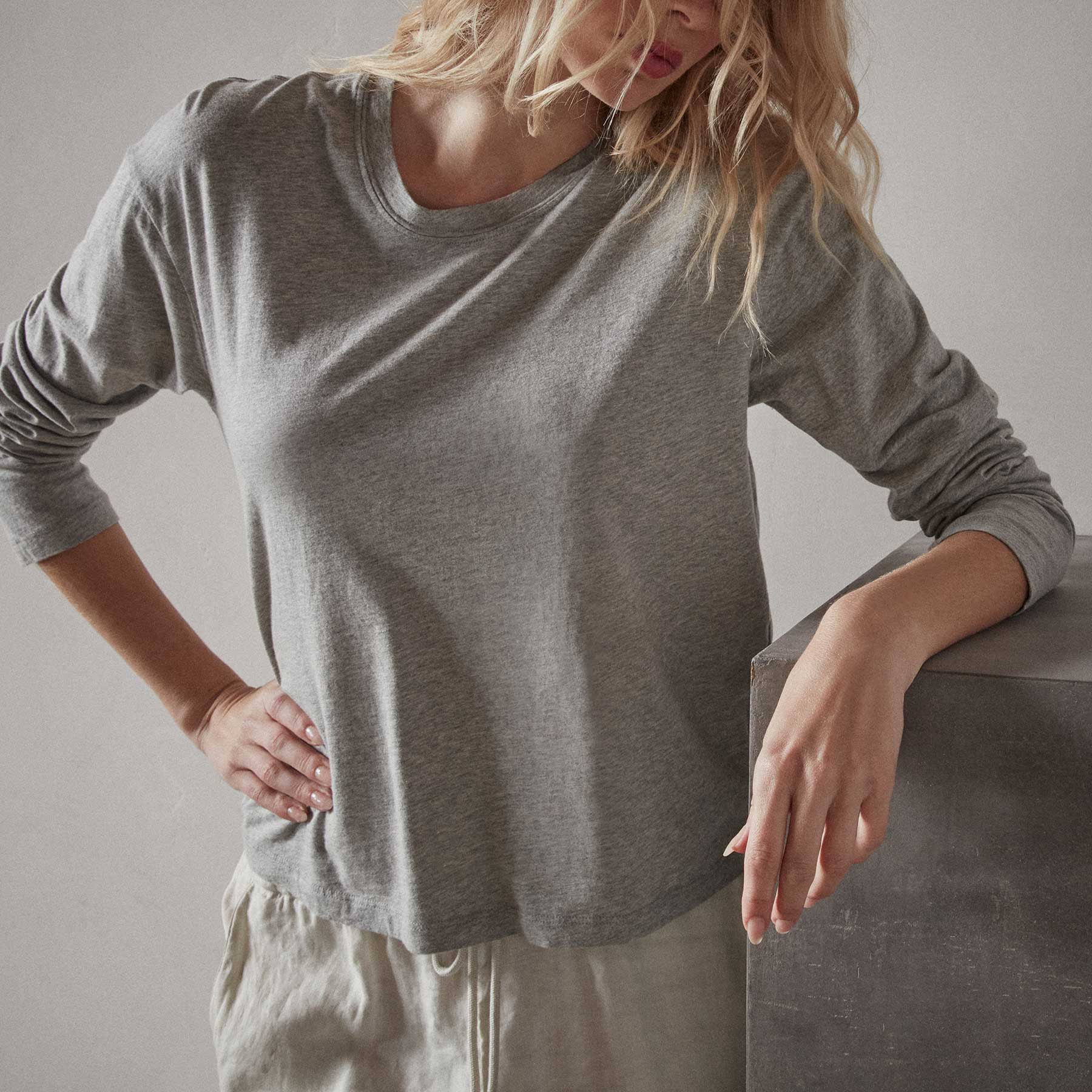 Vintage Heathered Boxy Tee - Heather Grey | James Perse Los Angeles
