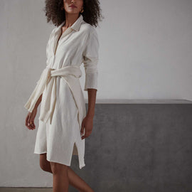 High Twist Jersey Relaxed Polo Dress in Everest White Pigment | James Perse Los Angeles