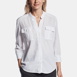 Collarless Safari Shirt - White | James Perse Los Angeles
