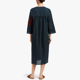 Rose Embroidered Caftan Dress - Laurel/Red | James Perse Los Angeles