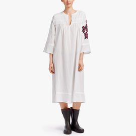 Rose Embroidered Caftan Dress - White / Red | James Perse Los Angeles