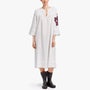 Rose Embroidered Caftan Dress - White / Red | James Perse Los Angeles