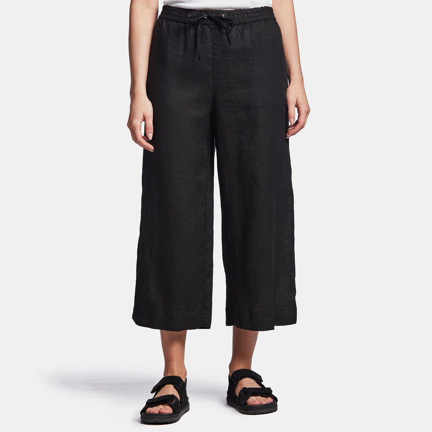 Linen Cropped Pant In Black | James Perse Los Angeles
