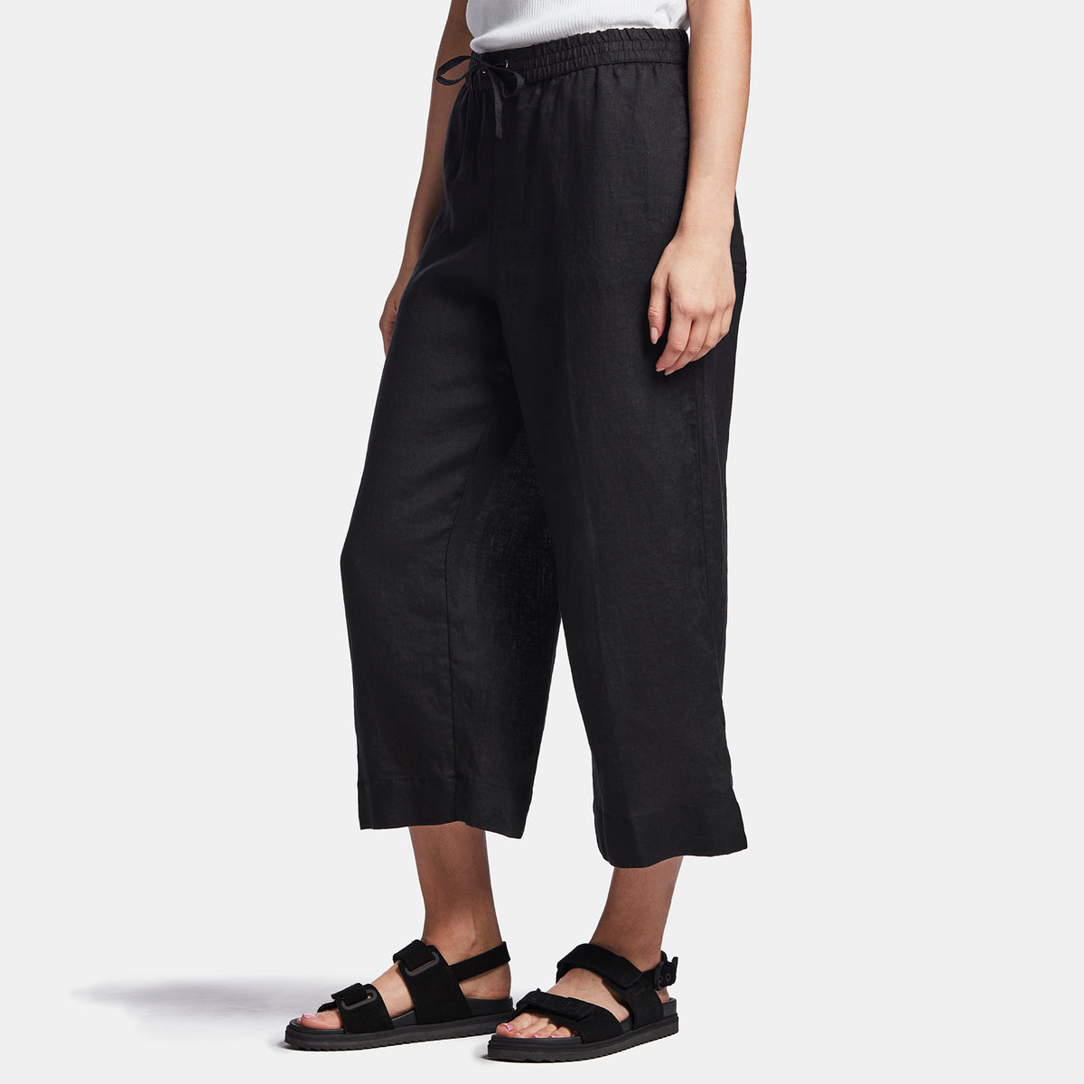Linen Cropped Pant In Black | James Perse Los Angeles