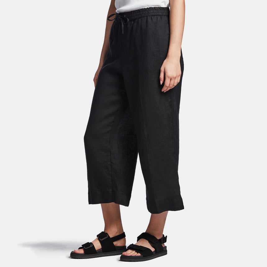 Linen Cropped Pant In Black | James Perse Los Angeles