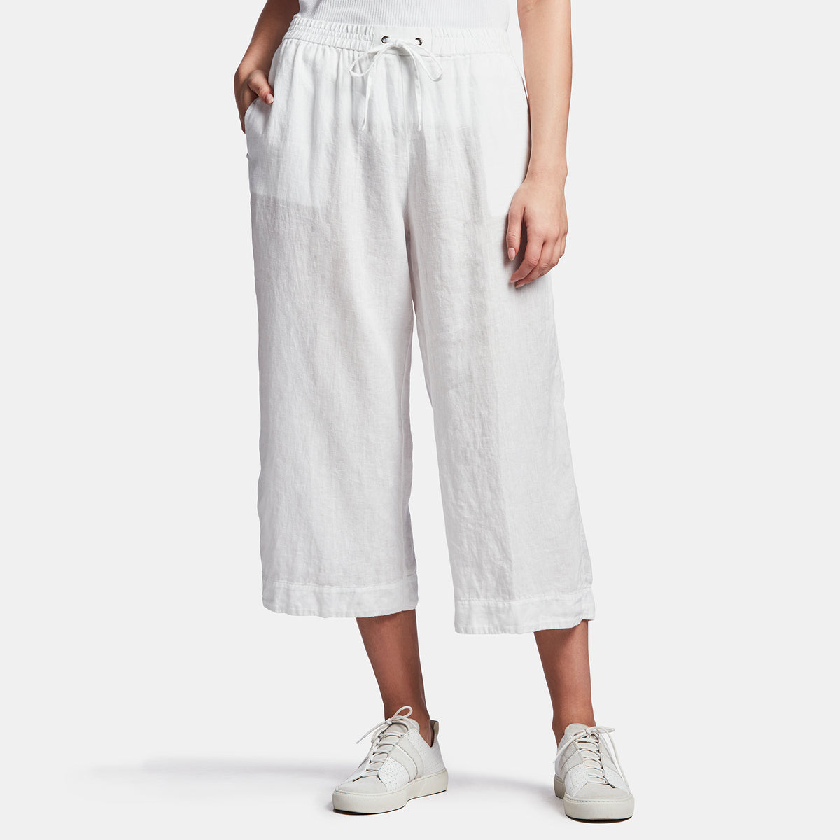 Linen Cropped Pant In White | James Perse Los Angeles