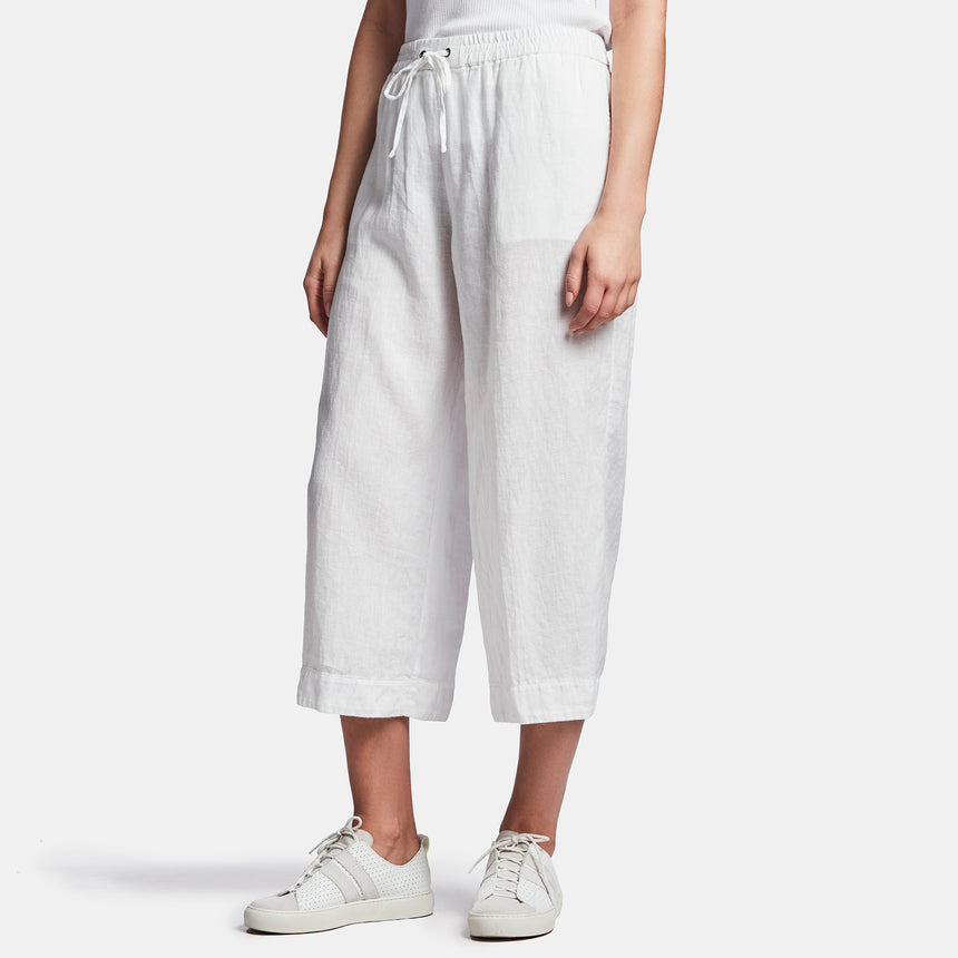 Linen Cropped Pant In White | James Perse Los Angeles