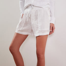 Linen Military Short In White | James Perse Los Angeles