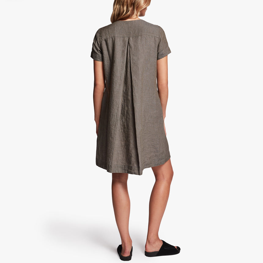 Linen Back Pleat Shift Dress In Artichoke | James Perse Los Angeles