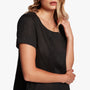 Linen Back Pleat Shift Dress In Black | James Perse Los Angeles