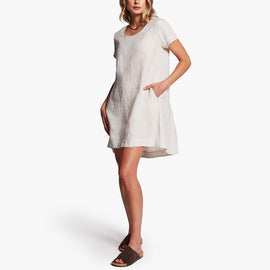 Linen Back Pleat Shift Dress In Wheat | James Perse Los Angeles