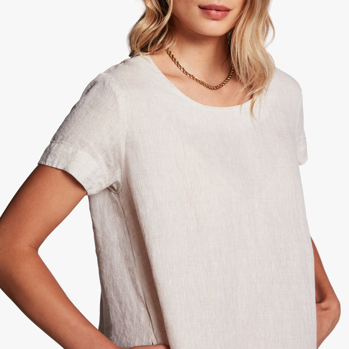 Linen Back Pleat Shift Dress In Wheat | James Perse Los Angeles