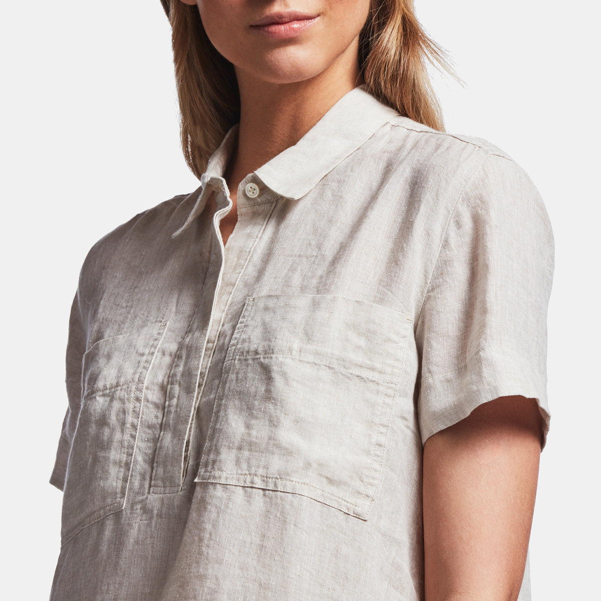 Linen Pocket Shirt Dress In Wheat | James Perse Los Angeles