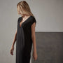 Deep V Double Layer Dress in Black | James Perse Los Angeles