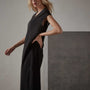 Deep V Double Layer Dress in Black | James Perse Los Angeles