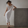 Deep V Double Layer Dress  in White | James Perse Los Angeles