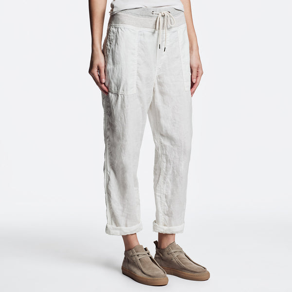 Mixed Media Linen Pant in White | James Perse Los Angeles