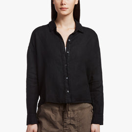 Canvas Linen Boxy Shirt In Black | James Perse Los Angeles