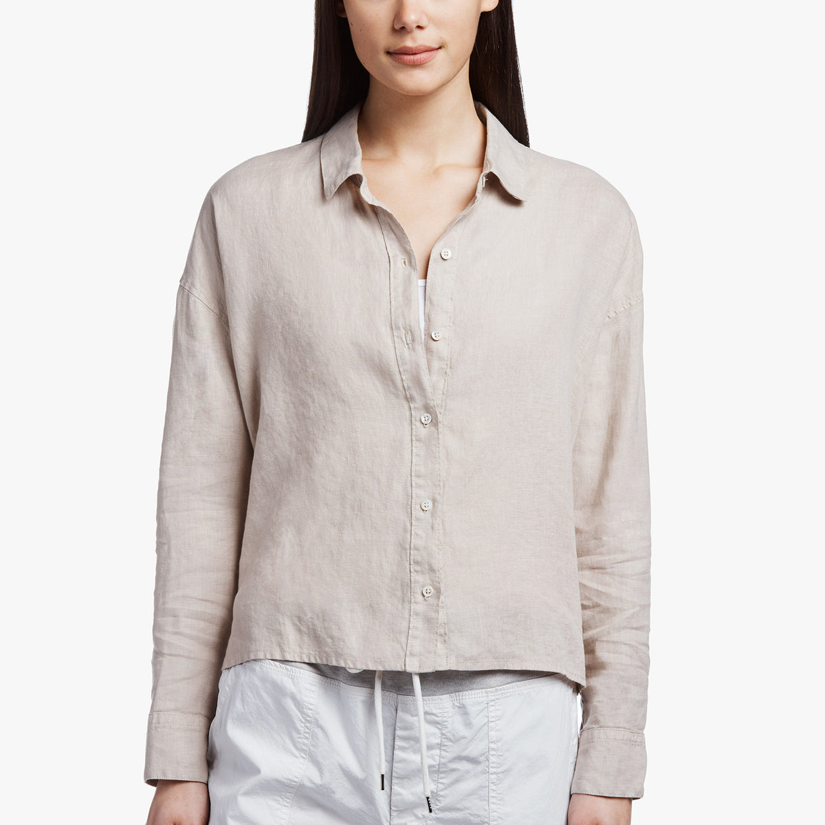 Canvas Linen Boxy Shirt - Driftwood | James Perse Los Angeles