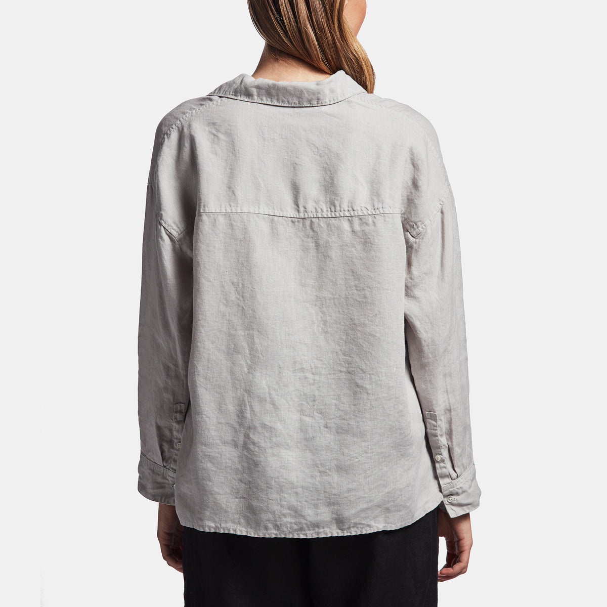 Canvas Linen Boxy Shirt In Silver | James Perse Los Angeles