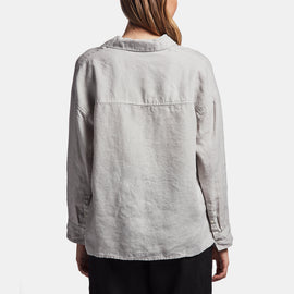 Canvas Linen Boxy Shirt In Silver | James Perse Los Angeles
