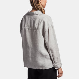 Canvas Linen Boxy Shirt In Silver | James Perse Los Angeles