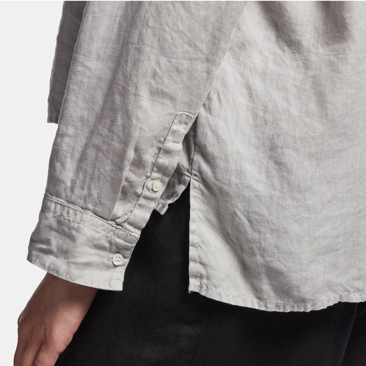 Canvas Linen Boxy Shirt In Silver | James Perse Los Angeles