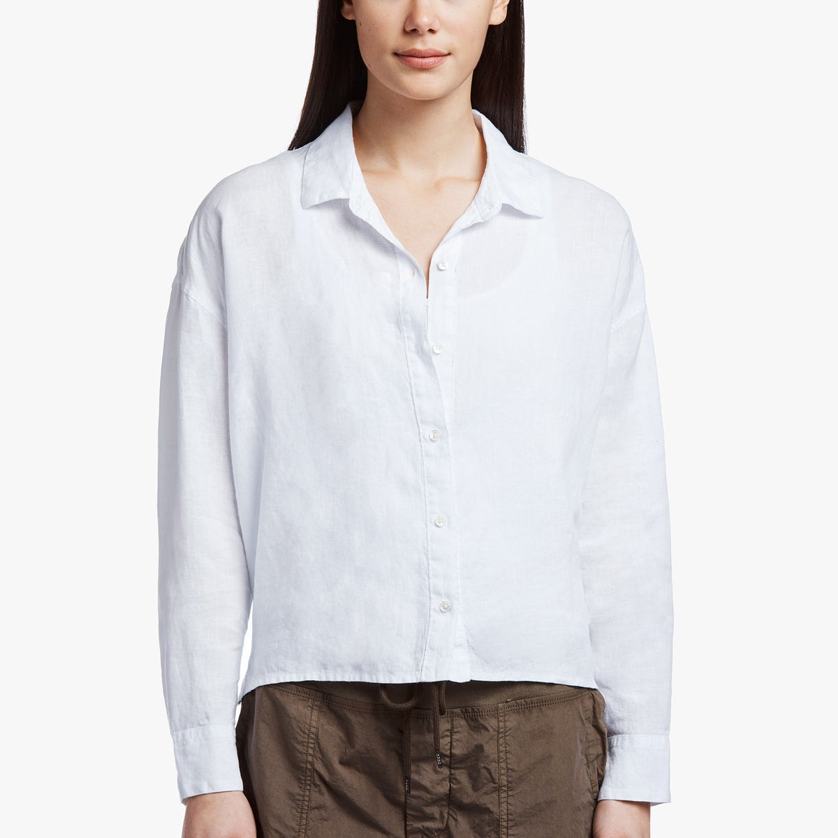 Canvas Linen Boxy Shirt In White | James Perse Los Angeles