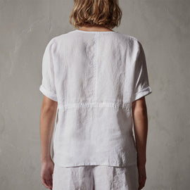 Open Front Linen Top in White | James Perse Los Angeles