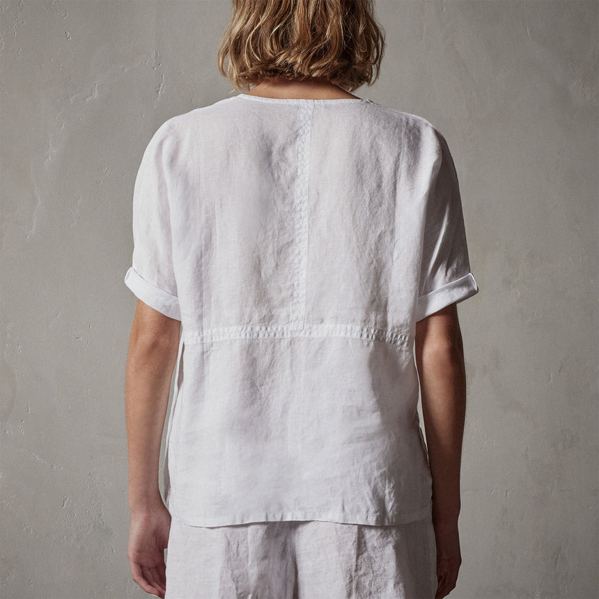 Open Front Linen Top in White | James Perse Los Angeles