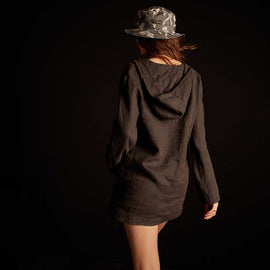Lightweight Linen Hooded Tunic - Magma Pigment | James Perse Los Angeles