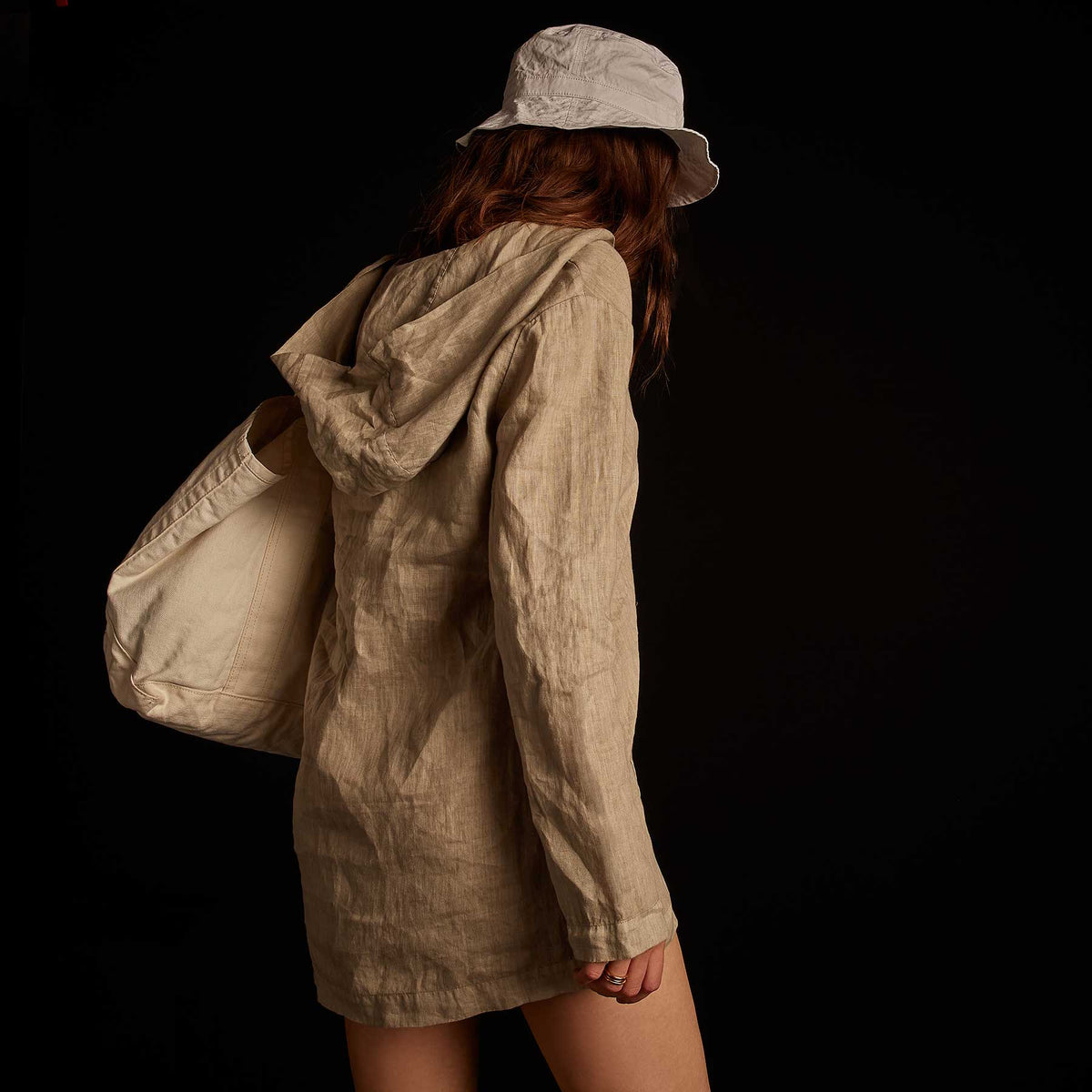 Lightweight Linen Hooded Tunic - Mineral Pigment | James Perse Los Angeles