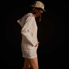 Lightweight Linen Hooded Tunic - White | James Perse Los Angeles