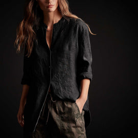 Lightweight Linen Shirt - Black | James Perse Los Angeles
