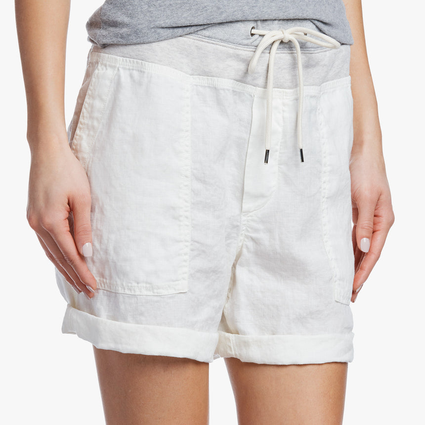 Mixed Media Linen Short - White | James Perse Los Angeles