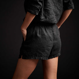 Lightweight Linen Short - Black | James Perse Los Angeles