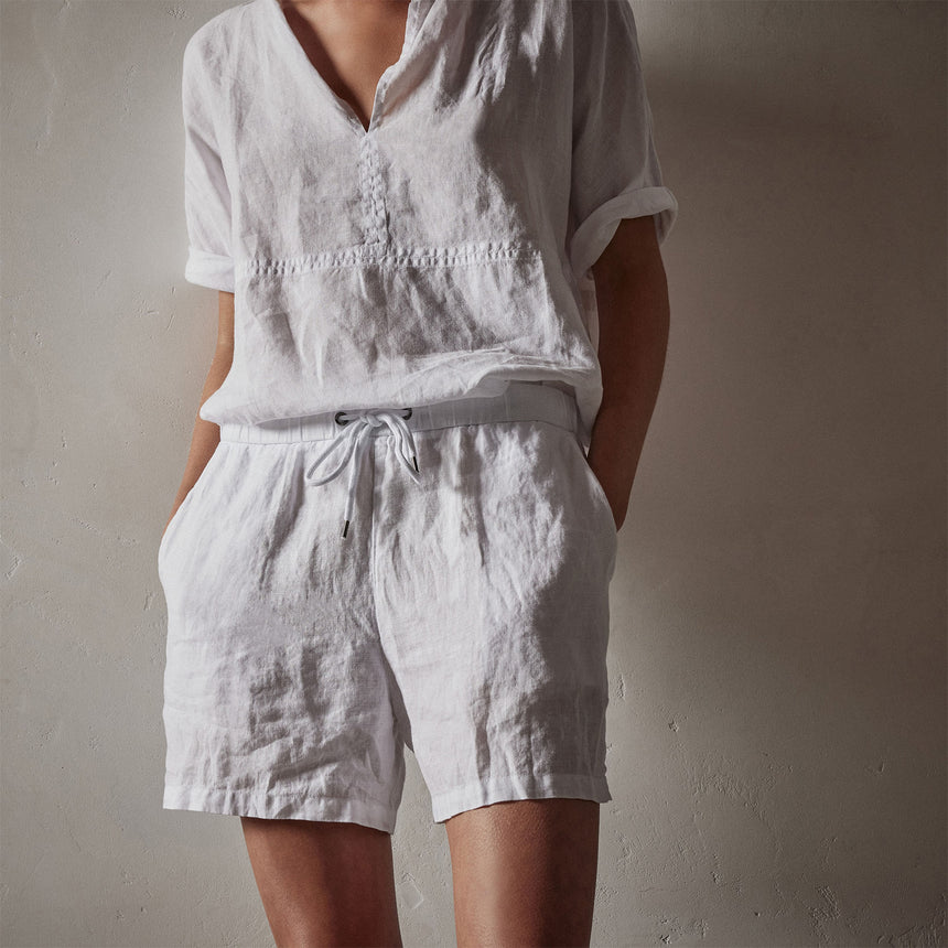 Lightweight Linen Short in White | James Perse Los Angeles