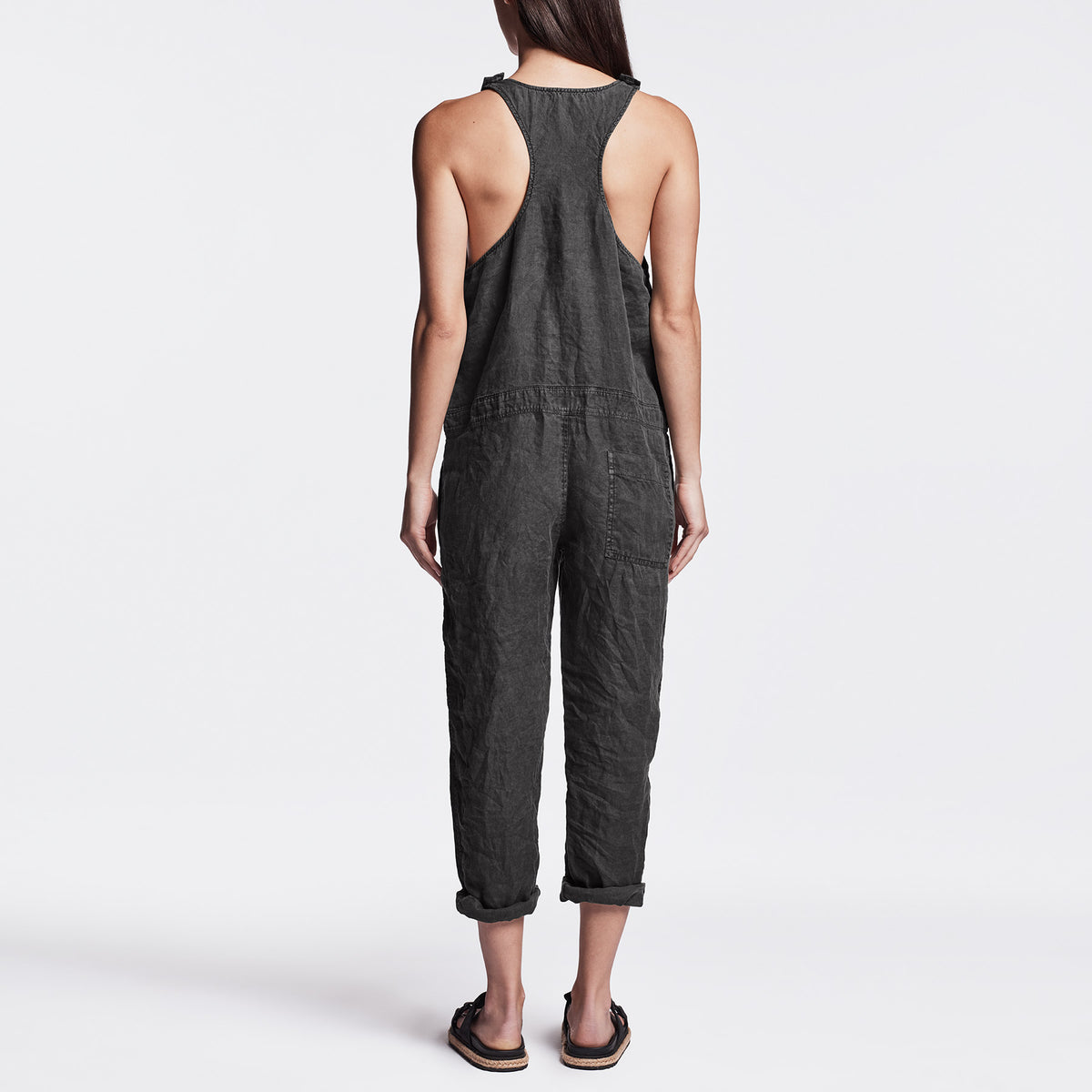 Linen Racerback Romper - Carbon Pigment | James Perse Los Angeles