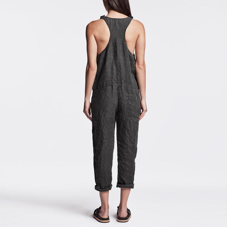 Linen Racerback Romper - Carbon Pigment | James Perse Los Angeles