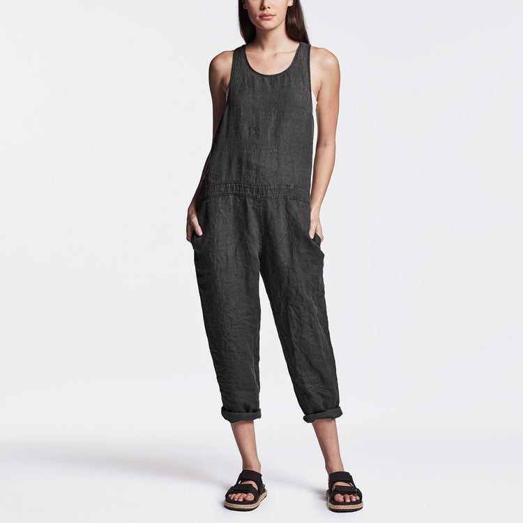 Linen Racerback Romper - Carbon Pigment | James Perse Los Angeles