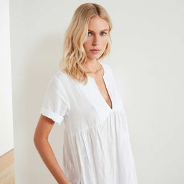Empire Linen Dress In White | James Perse Los Angeles