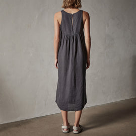 Gathered Linen Dress in Magma Pigment | James Perse Los Angeles