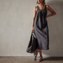 Gathered Linen Dress in Magma Pigment | James Perse Los Angeles