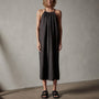 Garment Dye Gathered Dress in Black | James Perse Los Angeles