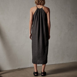 Garment Dye Gathered Dress in Black | James Perse Los Angeles