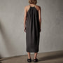 Garment Dye Gathered Dress in Black | James Perse Los Angeles