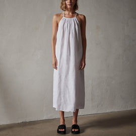 Garment Dye Gathered Dress in White | James Perse Los Angeles