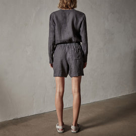 Linen Baseball Romper in Magma Pigment | James Perse Los Angeles
