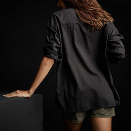 Oversized  Button Front Shirt in Black | James Perse Los Angeles