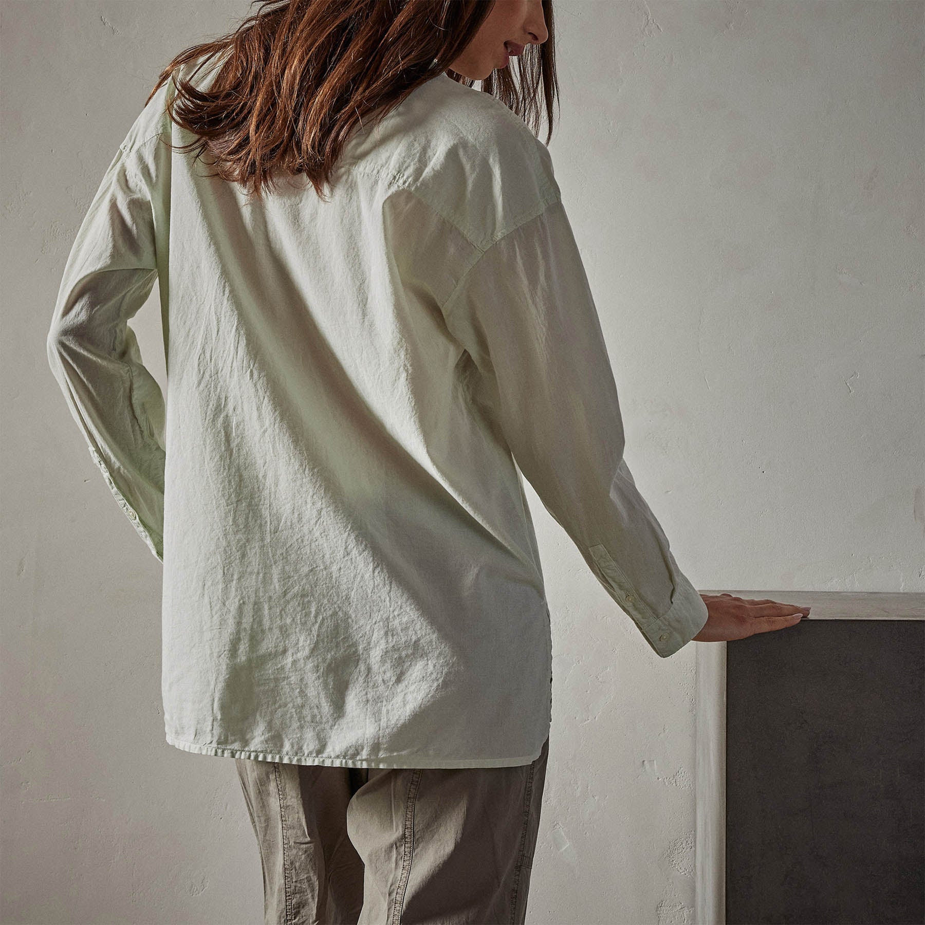 Oversized Button Front Shirt - Celery Pigment
